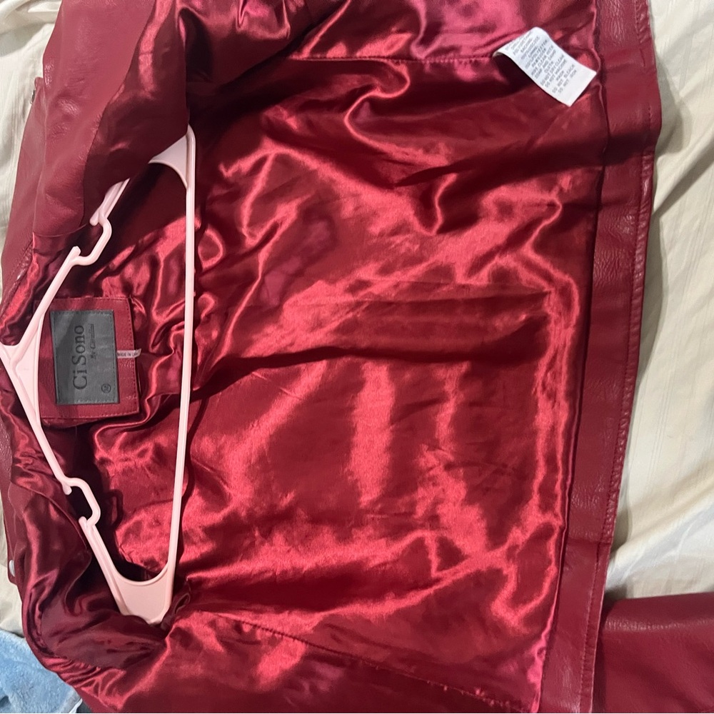 Ci Sono Bold Red Leather Jacket for Women - Picture 2 of 6